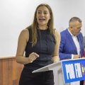 La portavoz del Grupo Parlamentario Popular en el Congreso de los Diputados, Ester Muñoz, en la sede del PP de Lorca (Murcia).