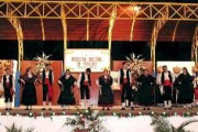 El grupo de danzas Virgen de la Guía durante la actuación en un festival en Murcia