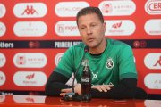 Curro Torres durante la rueda de prensa ofrecida esta mañana previa al partido Extremadura-Cultural. RAMIRO