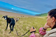 Bosco y Lili en una playa para ir con perros en Asturias. ÁGRATA ANDRÉS VERGARA