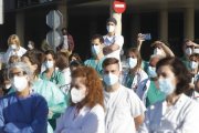 Una de las protestas de los sanitarios por la carga de trabajo y la falta de medios. RAMIRO