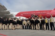 Foto de familia de los 26 jugadores convocados para disputar el Mundial con España, junto al cuerpo técnico y Louzán, justo antes de viajar a EE UU.