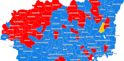 Mapa de los resultados en las últimas elecciones generales en 2023
