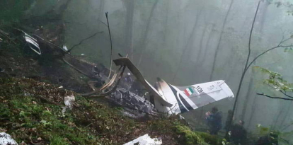 Imagen del helicóptero en el que viajaba el presidente de Irán tras el accidente mortal