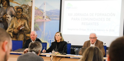 Lafuente, en el centro, junto a Eloy Bailez en la inauguración de las jornadas de Ferduero.