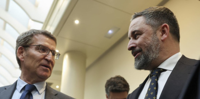 Alberto Núñez Feijóo y Santiago Abascal en una foto en el Congreso del pasado 16 de octubre.