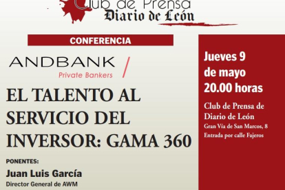 Cartel de la conferencia de este jueves en el Club de Prensa de Diario de León.