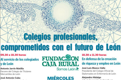 Cartel anunciador de la Jornada sobre Colegios Profesionales en el Club de Prensa de Diario de León