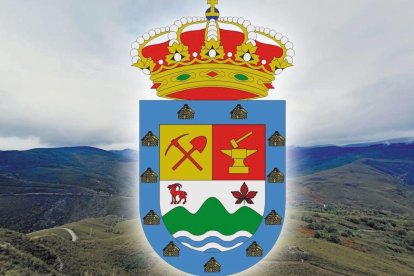 El escudo de Valle de Ancares sobre una imagen de la zona.