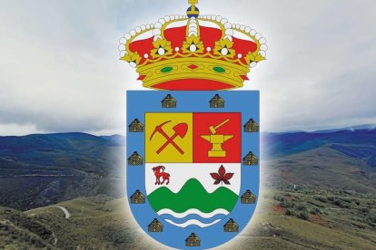 El escudo de Valle de Ancares sobre una imagen de la zona.
