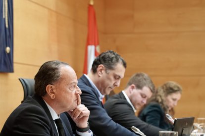 El presidente del Consejo de Cuentas de Castilla y León, Mario Amilivia, presenta en la Comisión de Economía y Hacienda el informe ‘Fiscalización de los contratos para la prestación del servicio de ayuda a domicilio de las diputaciones provinciales del ejercicio 2022’.