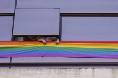 El Grupo Parlamentario Socialista en las Cortes de Castilla y León ha colocado la bandera arcoíris en la sede del parlamento con motivo del Día Internacional del Orgullo.