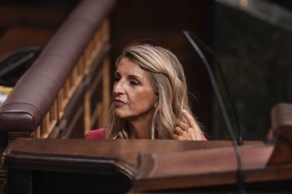 Yolanda Díaz, ayer en el Congreso.