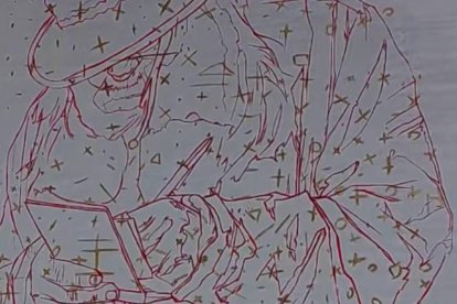 Diseño preliminar del mural de Liam Bononi en La Bañeza, realizado durante la XIII edición del festival Art Aero Rap. La obra fue completada en condiciones excepcionales tras los incendios de 2025.