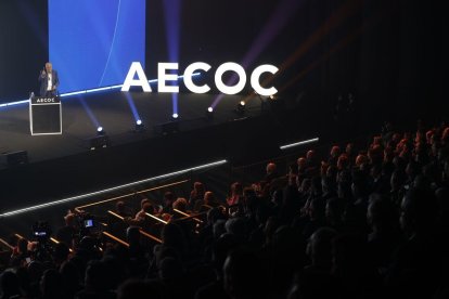 Juan Roig, dueño de Mercadona, interviene en el Congreso de Gran Consumo de Aecoc, ayer, en Valencia.
