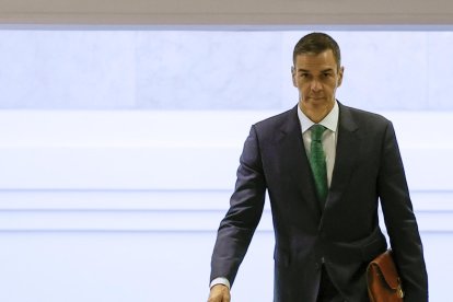 El presidente del Gobierno, Pedro Sánchez, a su llegada al Senado para comparecer ante la comisión de investigación del caso Koldo.
