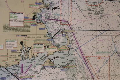 Fragmento de un vídeo de la guardia costera de Estados Unidos con un mapa del Océano Atlántico. PETTY OFFICER 3RD CLASS LOGAN KA