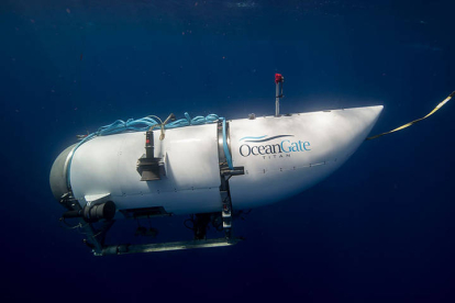 Fotografía facilitada por Ocean Gate que muestra el exterior de un submarino turístico. OCEAN GATE