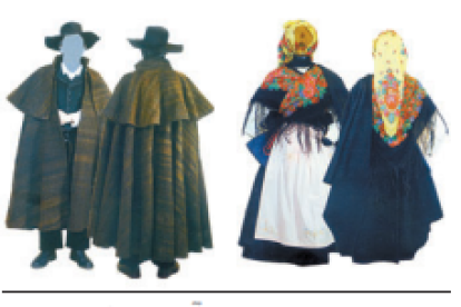 Los trajes de la montaña central se decoraban con tapabocas y galochas. DL