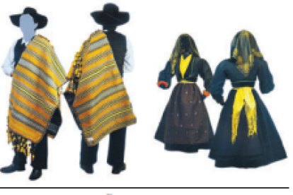 Los trajes típicos de la montaña occidental se utilizaban con complementos como las abarcas y la piedra romana. DL