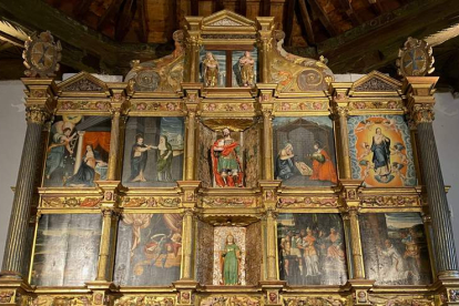 Detalle del retablo de Valdavida, perteneciente a la primera etapa del Renacimiento español.