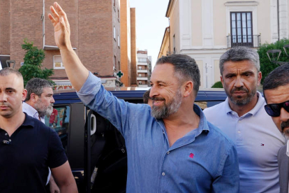 Santiago Abascal ayer en Valladolid, donde abrió la campaña electoral de Vox. NACHO GALLEGO