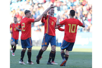 España sub-21 celebra su primer gol