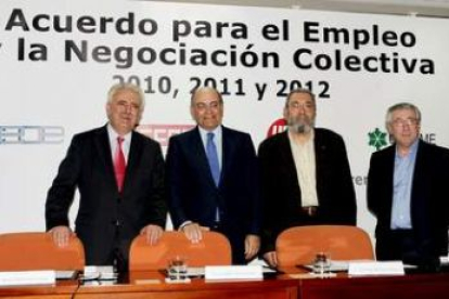Jesús Bárcenas, Gerardo Díaz Ferrán, Cándido Méndez e Ignacio Fernández Toxo.
