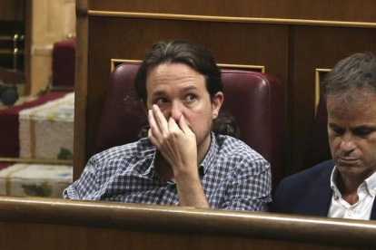 Pablo Iglesias, en el debate de investidura de Pedro Sánchez.