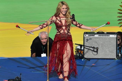 Shakira, durante su actuación en la clausura del Mundial de Brasil.