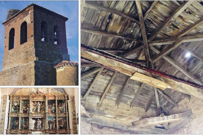 Detalles de la torre  y la techumbre de la iglesia, que preserva en su interior un valioso retablo que fue restaurado hace cinco años. DL