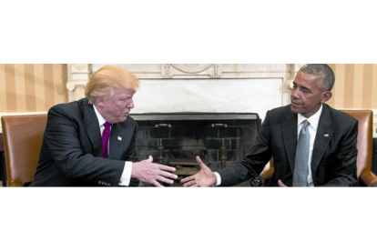 El presidente Obama recibe a su sucesor, Donald Trump, en la Casa Blanca