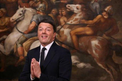 Renzi, durante el acto de renuncia al cargo de primer ministro, en el palacio Chigi, el pasado diciembre.
