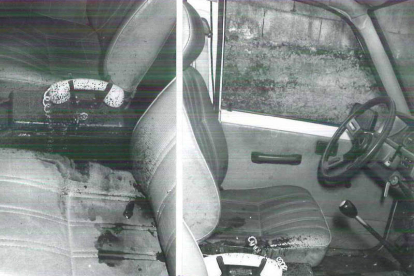 Estado en el que quedó el vehículo en el que apareció muerto el guardia. DL