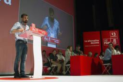 Luis Tudanca, durante su intervención en el XIII Congreso del PSOE de Castilla y León.
