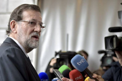 Rajoy, en el encuentro de European People's Party (EPP), hoy, en Bruselas.