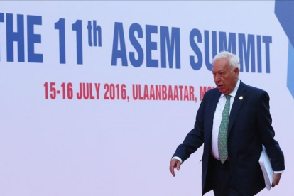 El ministro García-Margallo en la cumbre Asia-Europa celebrada en Ulán Bator, Mongolia.