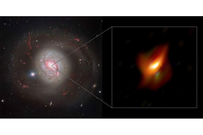 Nube de polvo que oculta un agujero negro supermasivo en el centro de la galaxia Messier 77 (i). OBSERVATORIO EUROPEO AUSTRAL