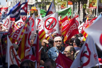 Ambiente de la manifestación celebrada en Barcelona. Foto: JOAN PUIG