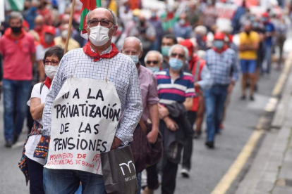 Imagen de una manifestación de los pensionistas de Bilbao. MIGUEL TOÑA