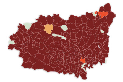 El mapa de la incidencia del covid en León hoy, municipio a municipio. MIGUEL ARGÜELLO