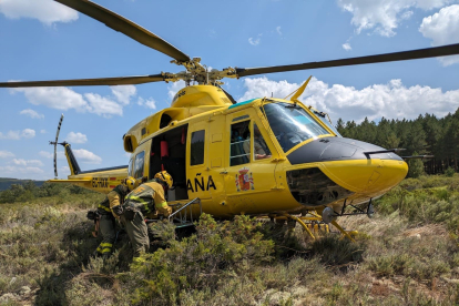 La BRIF de Tabuyo ha hecho prácticas cuando no ha habido fuegos. En la provincia, y fuera del Bierzo, han intervenido en el incendio en Santa Colomba de Curueño. BRIF TABUYO