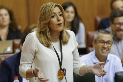 La presidenta de la Junta, Susana Díaz, en el Parlamento andaluz.