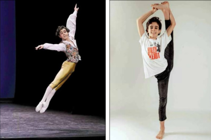 Imagen de la coreografía con la que Jorge García Lamelas participó en el YAGP. Derecha, cuando protagonizó ‘Billy Elliot’. DL