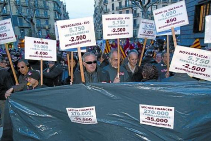 Manifestación de empleados de banca en Barcelona en el 2013 contra los recortes de plantilla.