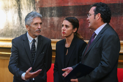 El ministro del Interior, Fernando Grande-Marlaska, la ministra de Igualdad, Irene Montero y el fiscal general del Estado, Álvaro García Ortiz. FERNANDO VILLAR / EFE