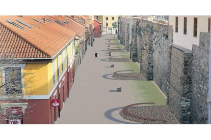 Imagen virtual del proyecto de peatonalización de la calle Carreras aprobado por el Ayuntamiento de León. DL