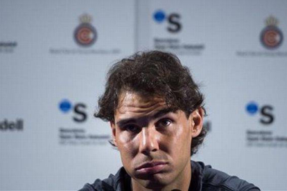 Rafael Nadal en rueda de prensa antes de empezar su andadura en el torneo Open Banc Sabadell, en Barcelona.