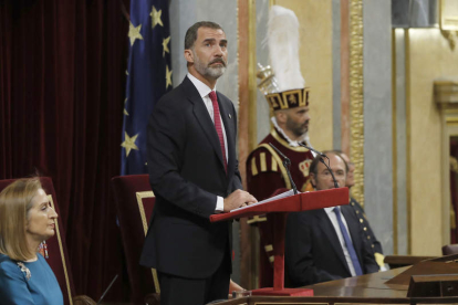 Imagen de una intervención del rey Felipe VI en el Congreso. JUAN CARLOS HIDALGO