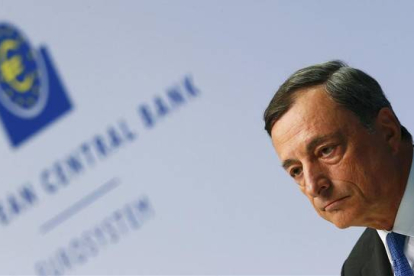 Mario Draghi, durante la conferencia de prensa en la sede del BCE en Fráncfort.
